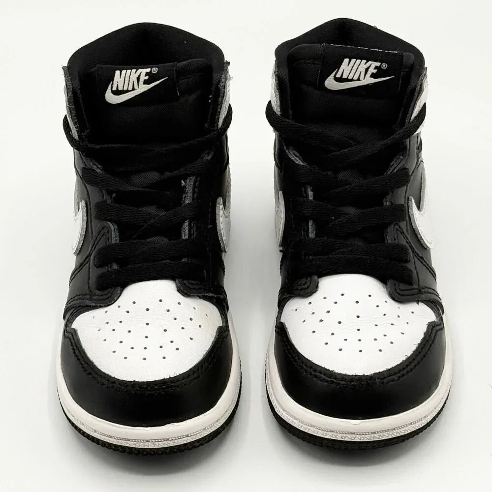 Nike Air Jordan Retro 1 OG High Top Panda Black White Lace Up Toddler Sneakers -